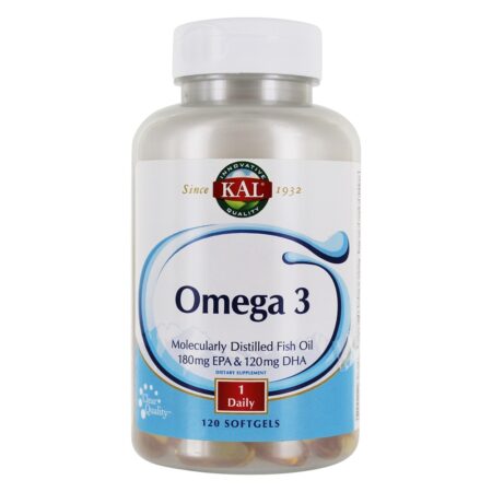 Omega - 3 Óleo de peixe destilado molecularmente 1000 mg . - 120 Softgels Kal