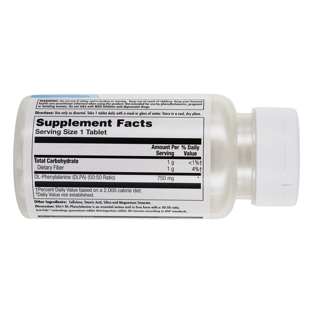 DLPA (Dl-Fenilalanina) 750 mg. - 60 Tablets Kal - Imagem 2