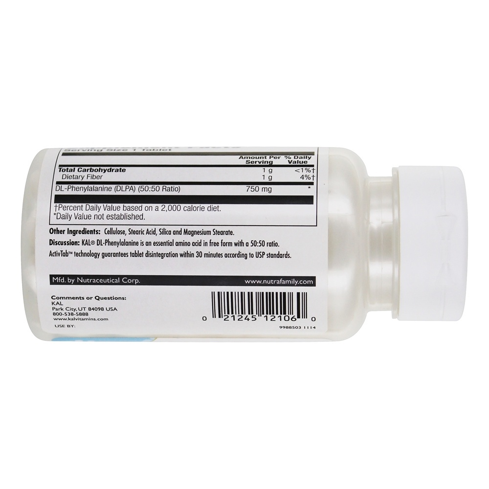 DLPA (Dl-Fenilalanina) 750 mg. - 60 Tablets Kal - Imagem 3