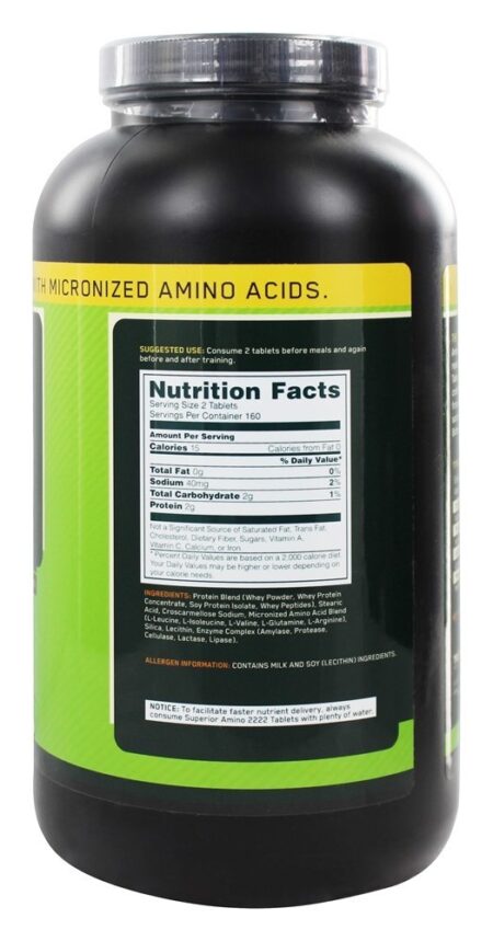 Guia Superior Amino 2222 2222 mg. - 320 Tablets Optimum Nutrition - Image 2