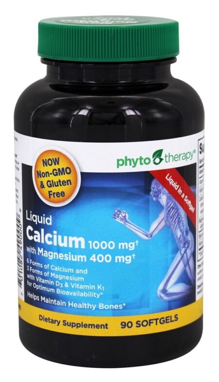 Cálcio Líquido 1000 mg com Magnésio 400 mg - 90 Softgels Phyto Therapy