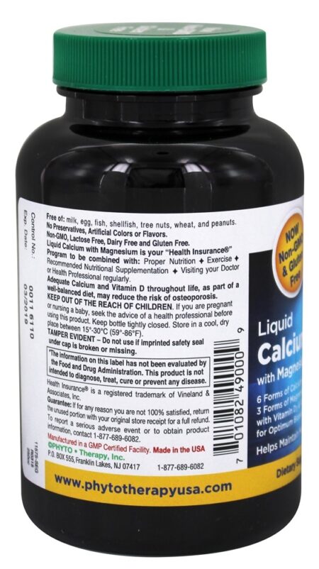 Cálcio Líquido 1000 mg com Magnésio 400 mg - 90 Softgels Phyto Therapy - Image 3