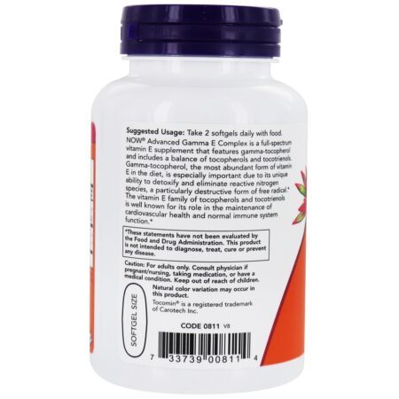Complexo Gamma E avançado - 120 Softgels NOW Foods - Imagem 3