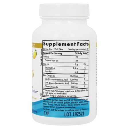 Limão da forma de triglicerídeo superior da EPA Xtra 1000 mg . - 60 Softgels Nordic Naturals - Image 2