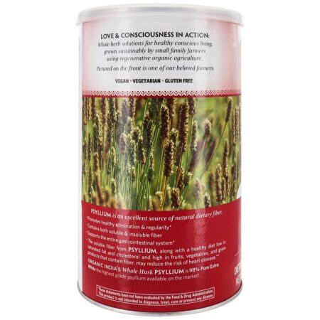 Fibra de casca inteira de psyllium orgânico - 12 oz. Organic India - Image 3