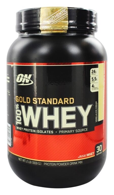 100% Whey Protein Isolado Gold Standard Sabor Sorvete de Baunilha - 2 lbs. Optimum Nutrition