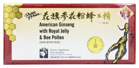 Extrato de ginseng americano com geléia real e pólen de abelha - 10 Frasco (s) Prince of Peace