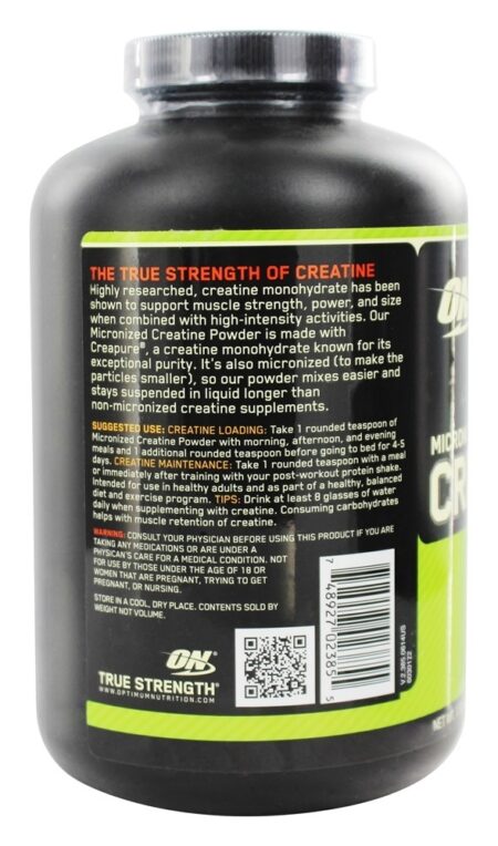 Creatina Micronizada em Pó Sem Sabor - 600 Gramas Optimum Nutrition - Image 3