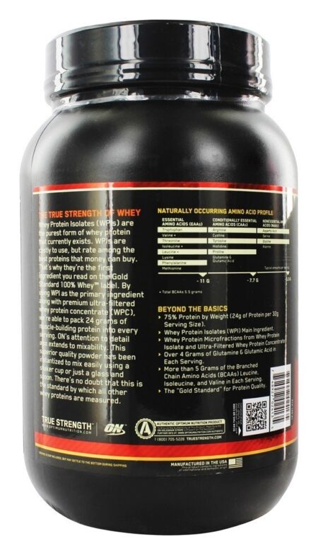 100% Whey Protein Isolado Gold Standard Sabor Chocolate ao Leite Extremo - 2 lbs. Optimum Nutrition - Image 3