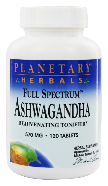 Ashwagandha (Winter Cherry) Spectrum 570 mg. - 120 Comprimidos anteriormente com fórmulas planetárias Planetary Herbals