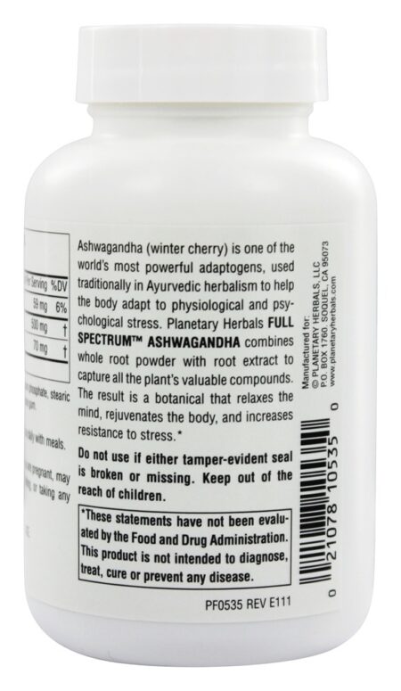 Ashwagandha (Winter Cherry) Spectrum 570 mg. - 120 Comprimidos anteriormente com fórmulas planetárias Planetary Herbals - Image 3