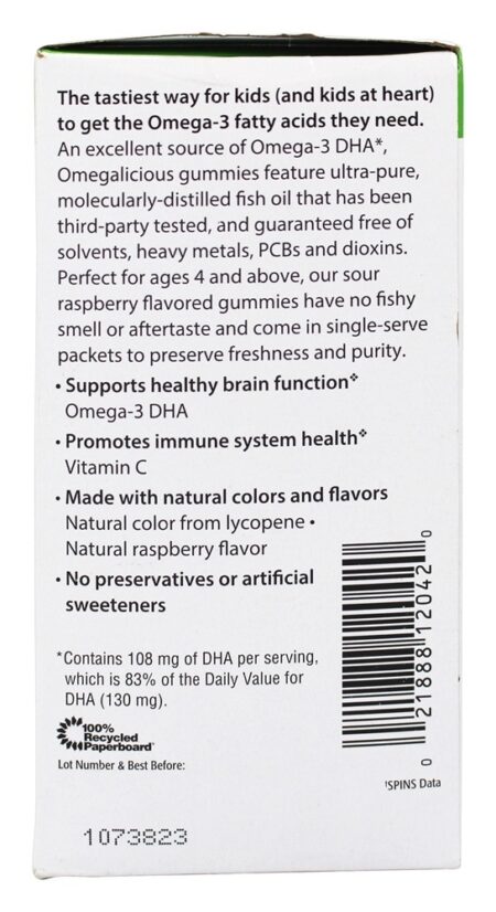 Gummy Omegalicious Omega - 3 Fórmula Framboesa Sour - 30 Pacotes (s) Rainbow Light - Image 3