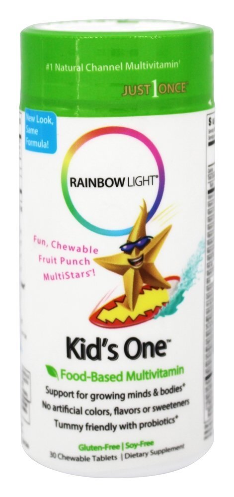 Uma criança MultiStars multivitamínico Fruit Punch - 30 comprimidos mastigáveis Rainbow Light