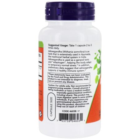 Ashwagandha Extrato Padronizado 450 mg. - 90 Cápsula (s) vegetal (s) NOW Foods - Image 3