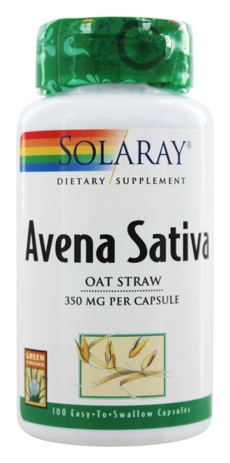 Extrato de palha de aveia da Avena Sativa 350 mg. - Cápsulas 100 Solaray