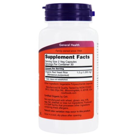 Arroz de fermento vermelho 600 mg. - 60 Cápsula (s) vegetal (s) NOW Foods - Imagem 2