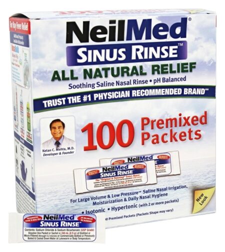 Sinus enxaguar todo alívio natural - Pacotes NeilMed Pharmaceuticals misturados 100 NeilMed Pharmaceuticals