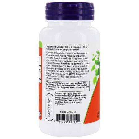 Extrato de Rhodiola 3% 500 mg. - 60 Cápsula (s) vegetal (s) NOW Foods - Image 3