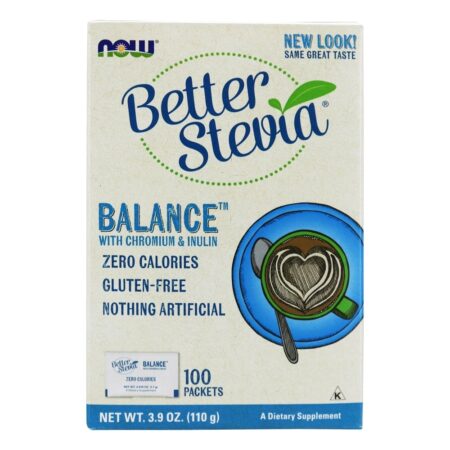 NOW Real Food BetterStevia Balance com cromo e inulina - 100 Pacotes (s) NOW Foods