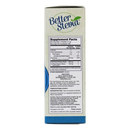 NOW Real Food BetterStevia Balance com cromo e inulina - 100 Pacotes (s) NOW Foods - Image 2