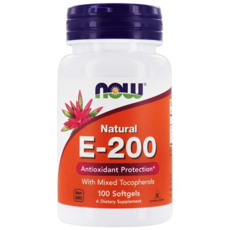 Tocoferóis mistos de vitamina E 200 UI - 100 Softgels NOW Foods