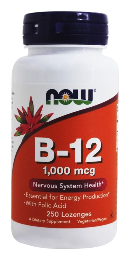 Sistema Nervoso da Vitamina B12 Health Support 1000 mcg. - 250 Pastilhas NOW Foods