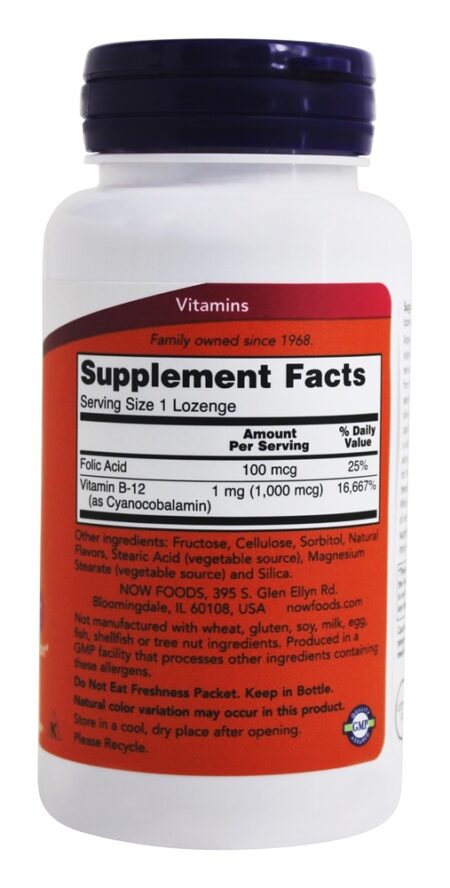 Sistema Nervoso da Vitamina B12 Health Support 1000 mcg. - 250 Pastilhas NOW Foods - Image 2