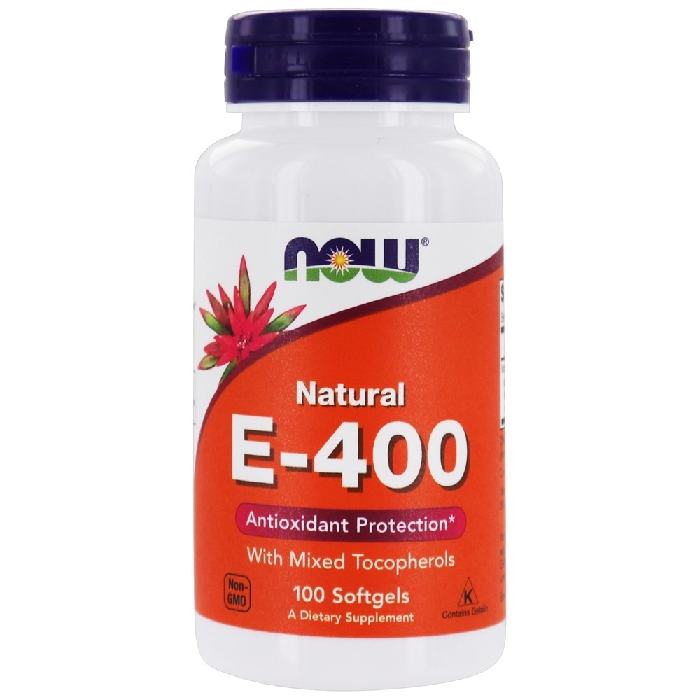 Proteção antioxidante da vitamina E-400 com tocoferóis mistos 400 UI - 100 Softgels NOW Foods