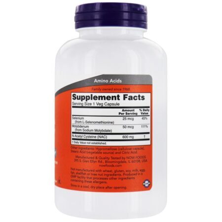 NAC N-Acetilcisteína 600 mg. - 250 Cápsula (s) vegetal (s) NOW Foods - Imagem 2