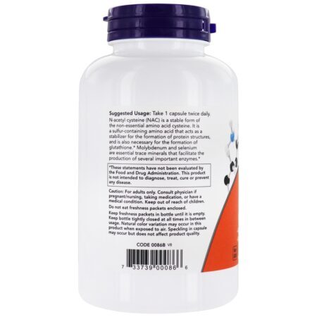 NAC N-Acetilcisteína 600 mg. - 250 Cápsula (s) vegetal (s) NOW Foods - Imagem 3