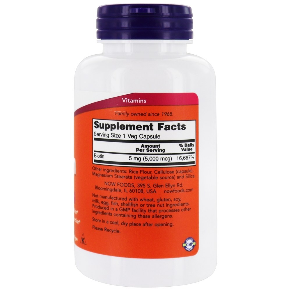 Biotina 5000 mcg. - 120 Cápsula (s) vegetal (s) NOW Foods - Imagem 2