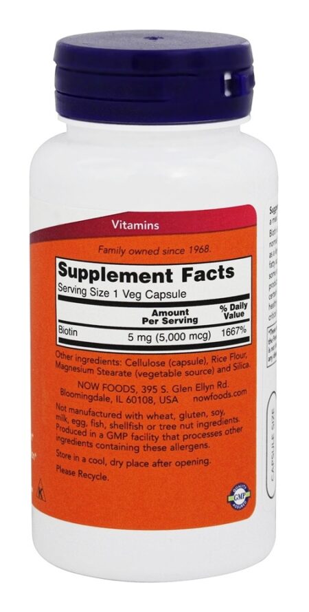 Biotina 5000 mcg. - Cápsulas vegetarianas 60 NOW Foods - Image 2