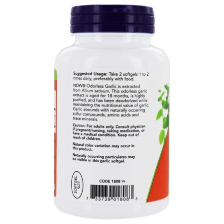 Alho Inodoro 50 mg. - 250 Softgels NOW Foods - Imagem 3