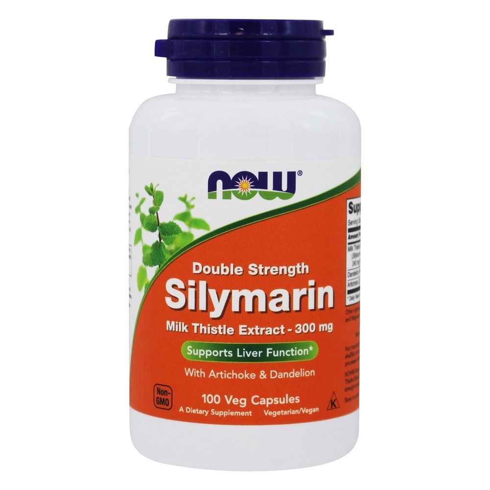 Cardo de leite silimarino com dupla força de alcachofra e dente de leão 300 mg . - 100 Cápsula (s) vegetal (s) NOW Foods
