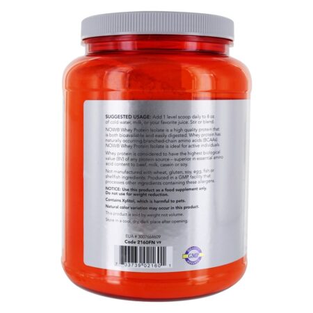 NOW Sports Whey Protein Isolate Em Pó De Baunilha Cremosa - 1.8 lbs. NOW Foods - Image 3