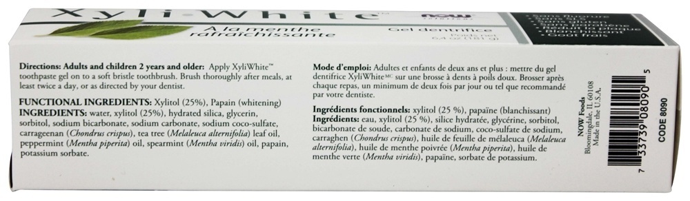 XyliWhite creme dental Gel refrescante livre de flúor - 6.4 oz. NOW Foods - Imagem 3