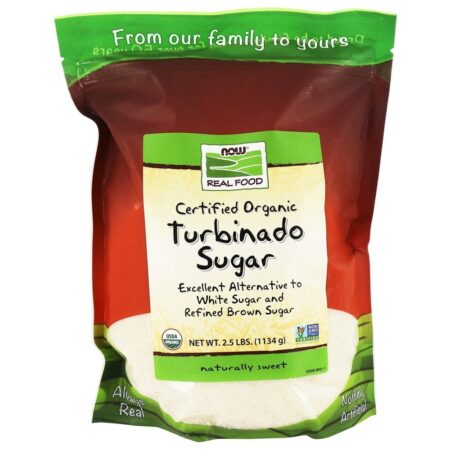 NOW Real Food Orgânico Turbinado Açúcar – 2.5 lbs. NOW Foods — foto 1