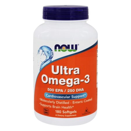 Ultra Omega-3 500 EPA / 250 DHA - 180 Softgels NOW Foods