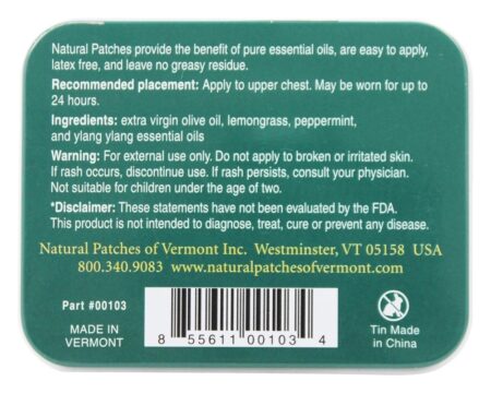 Concentração Mental Aprimorada e Fórmula Energética Patches Corporais de Óleos Essenciais Erva-cidreira - 10 Patch (s) Anteriormente Naturopatch Natural Patches of Vermont - Image 2