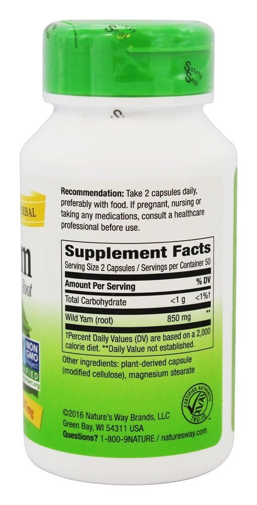 Selvagem Inhame Raiz 425 mg. - Cápsulas vegetarianas 100 Nature's Way - Imagem 2