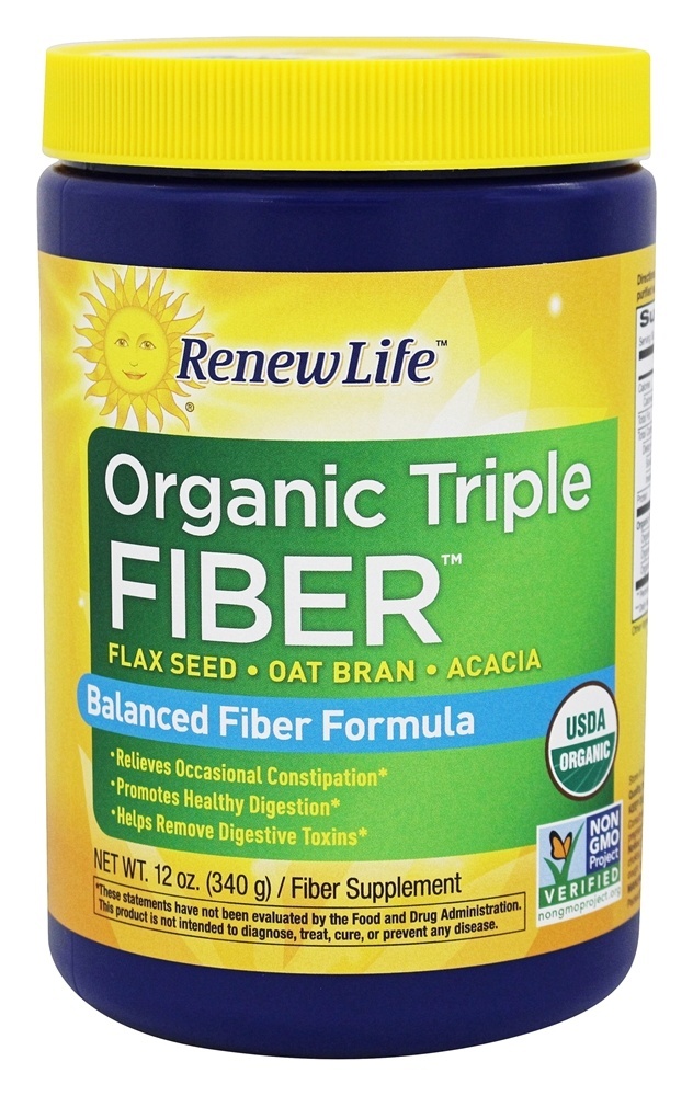 Fibra Tripla Orgânica - 12 oz. contém pó de fibra de acácia Renew Life