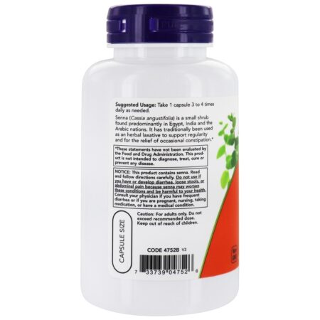 Senna Deixa 470 mg. - 100 Cápsula (s) vegetal (s) NOW Foods - Imagem 3