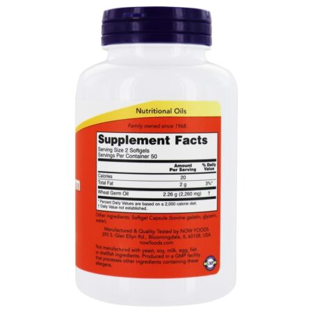 Óleo de Germe de Trigo 1130 mg . - 100 Softgels NOW Foods - Imagem 2