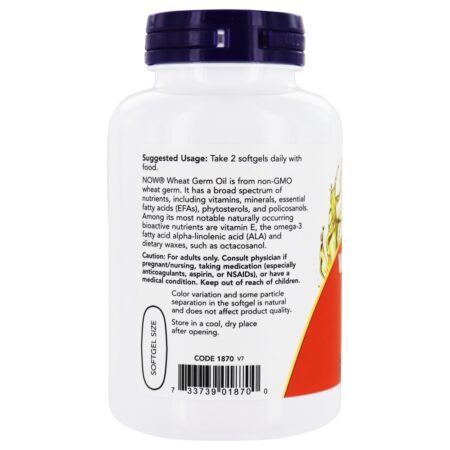 Óleo de Germe de Trigo 1130 mg . - 100 Softgels NOW Foods - Imagem 3