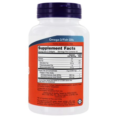 Omega-3 Óleo de Peixe 1000 mg. - 100 Softgels NOW Foods - Image 2