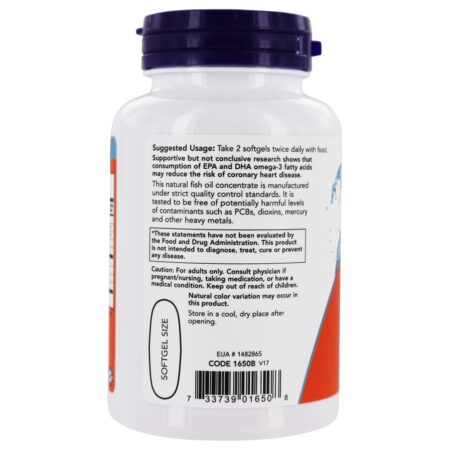 Omega-3 Óleo de Peixe 1000 mg. - 100 Softgels NOW Foods - Image 3