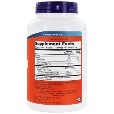 Omega - 3 180EPA / 120DHA - 200 Softgels NOW Foods - Image 2