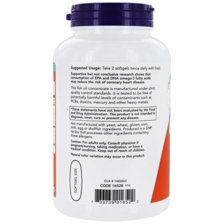 Omega - 3 180EPA / 120DHA - 200 Softgels NOW Foods - Image 3