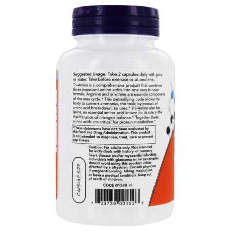 Arginina Tri-Amino / Ornitina / Lisina - Cápsulas 120 NOW Foods - Imagem 3