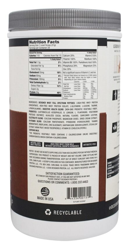 Estilista Soro de leite coalhado Natural 100% Soro de leite coalhado Proteína Gourmet Chocolate - 2 lbs. Designer Protein - Image 2